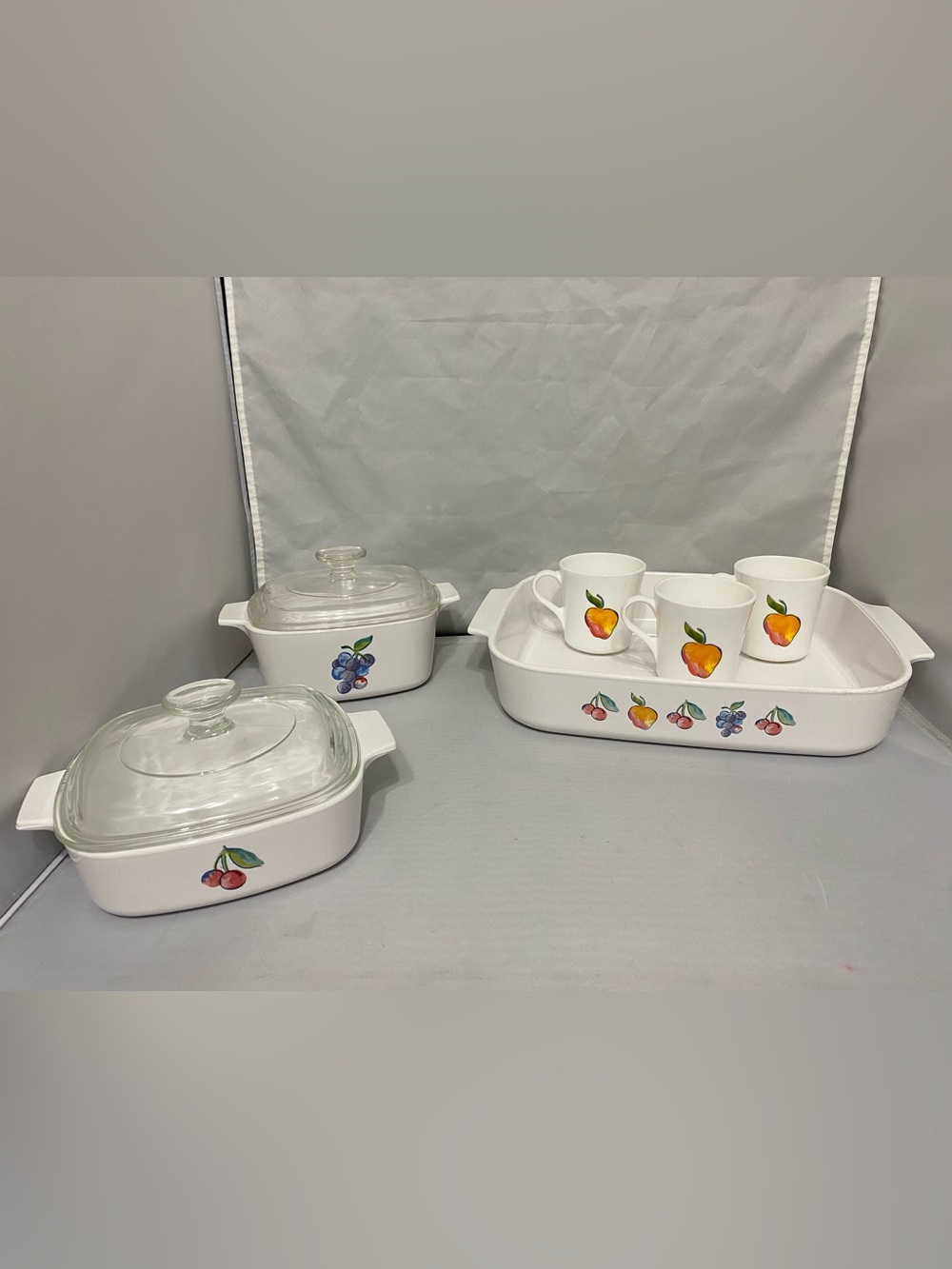 Corningware Fruit Basket Set with Bakeware and Mugs